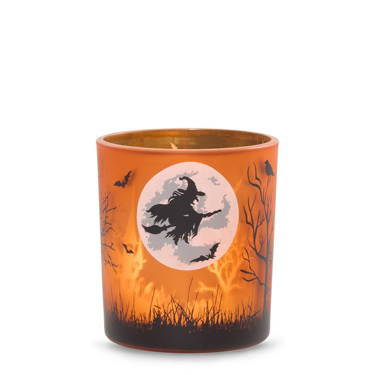 Orange Witch's Moon Tea Light Candle Holder D2