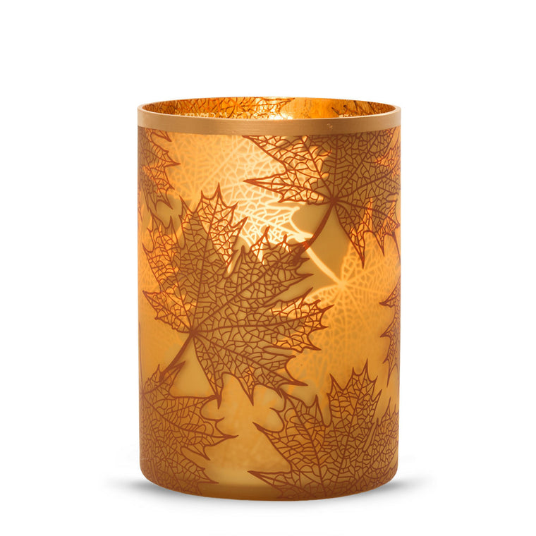 Crackle Leaves Jar Candle Holder W0